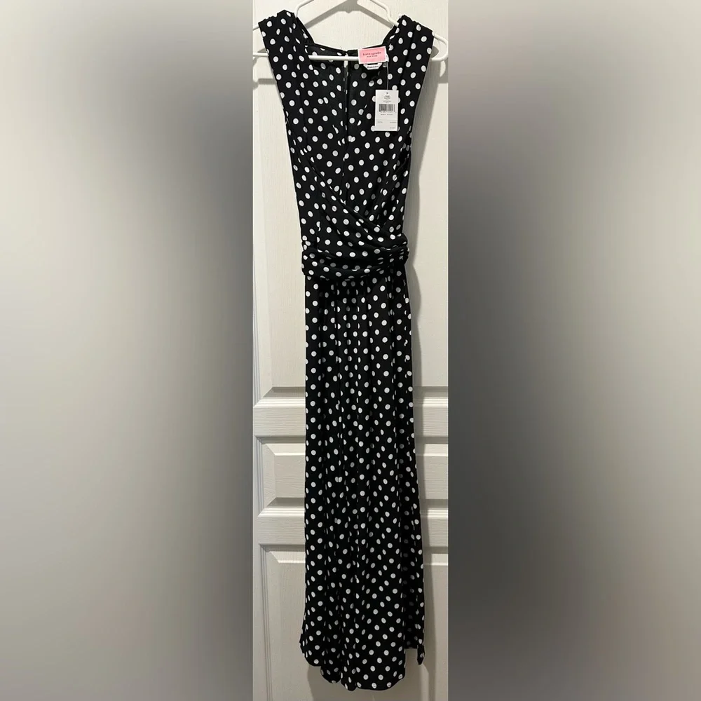 NWT Kate Spade Lia Polka Dot Tie Waist Wide Leg Jumpsuit